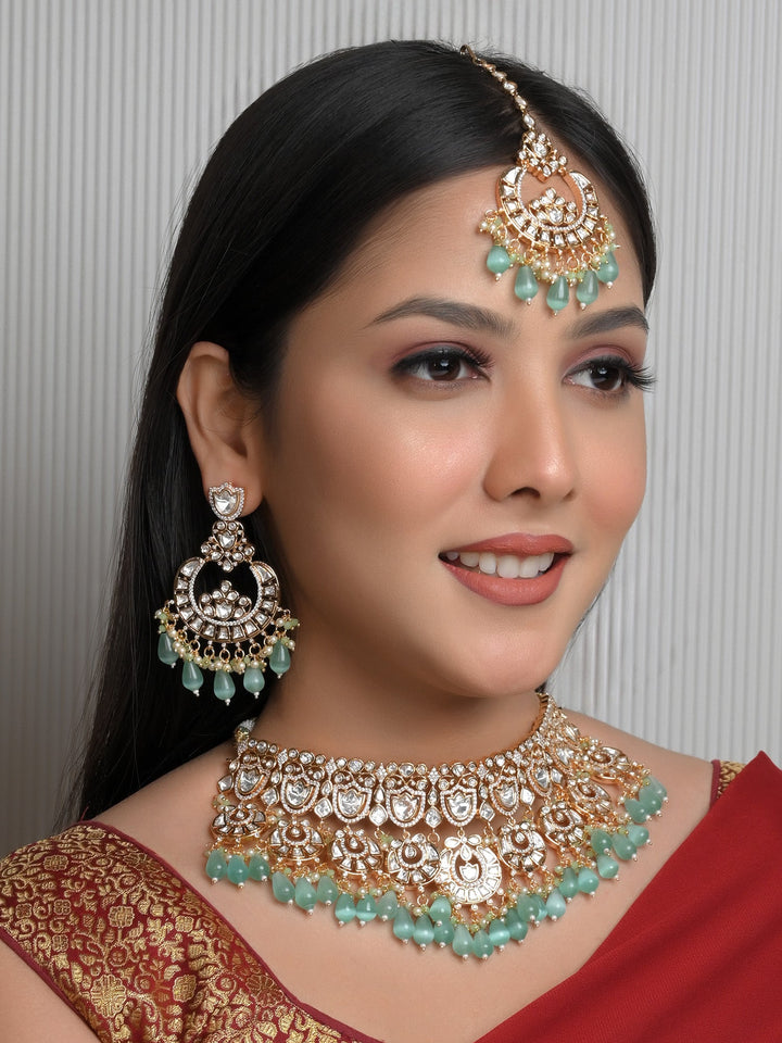 Zaida Mint Green Kundan Necklace Set