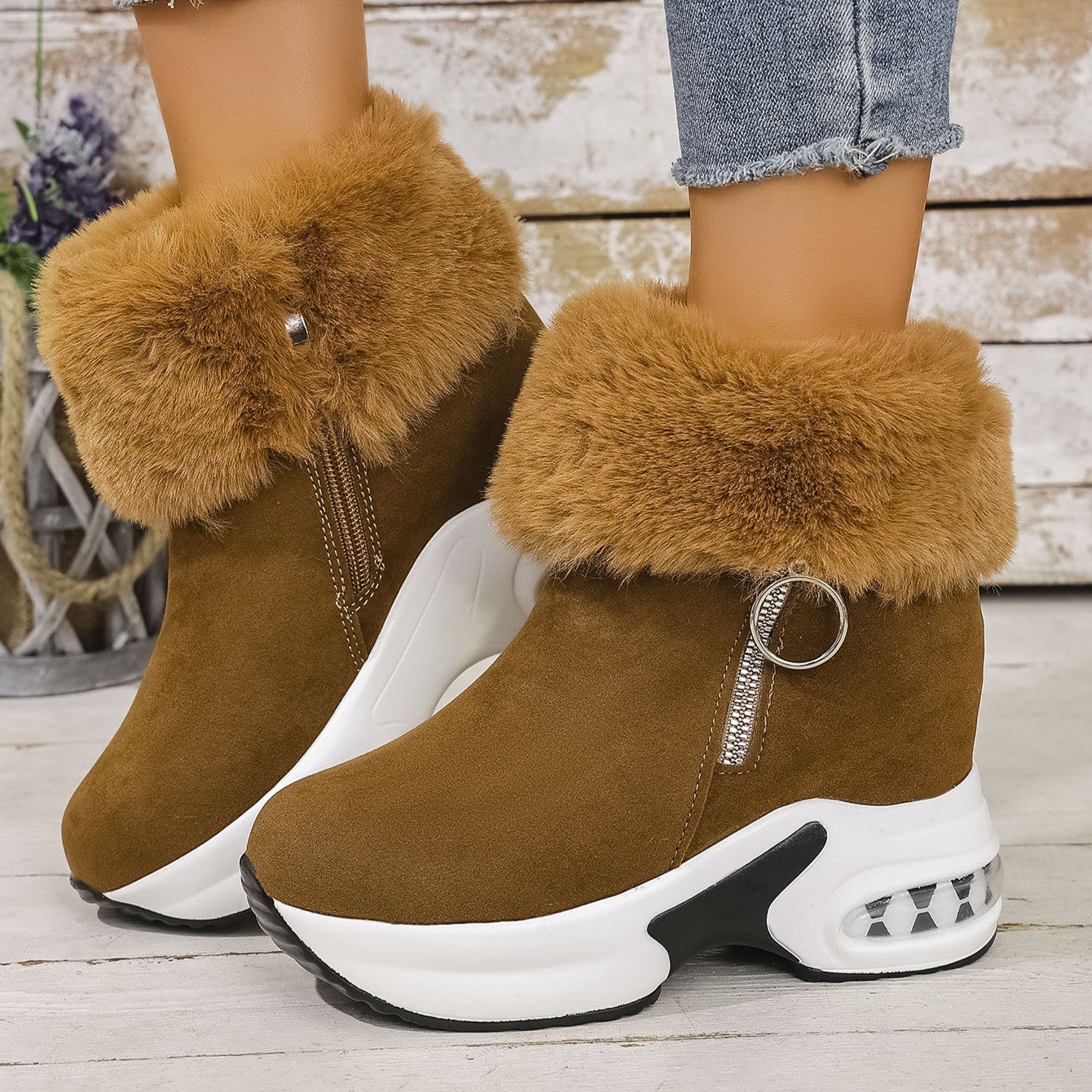 Women's Cozy-Chic Snow Boots - Plush Lined Faux Suede Platform Ankle Boots (US 4-10.5)