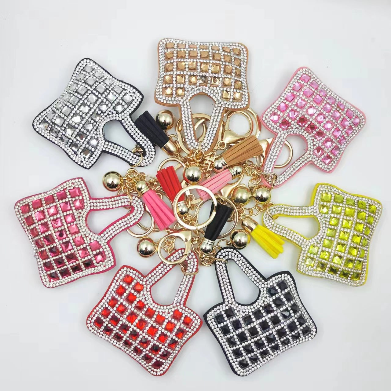 Ounamei Mini Handbag Keychain | Crystal Tassel Bag Charm