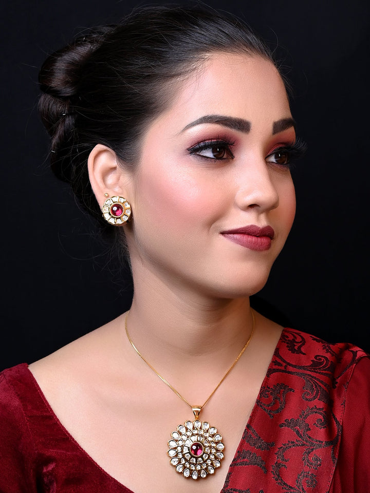 Padma Ruby Kundan Pendant Set