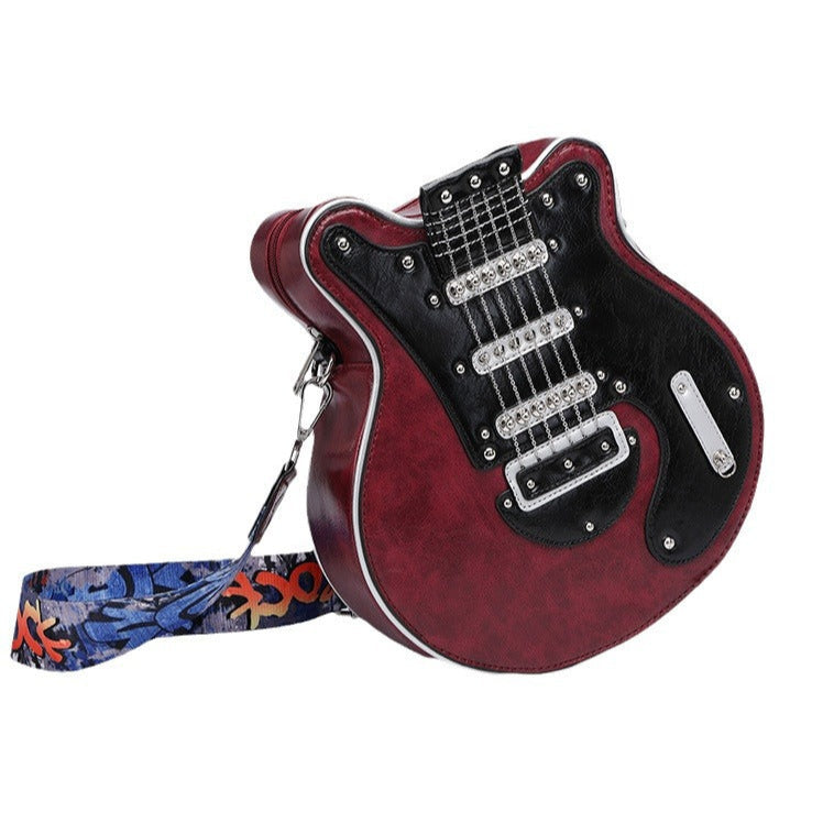 Women's Handmade Guitar-Shaped Shoulder Bag – Unique Bohemian Crossbody Purse, Vintage Creative Design Fashion Accessory