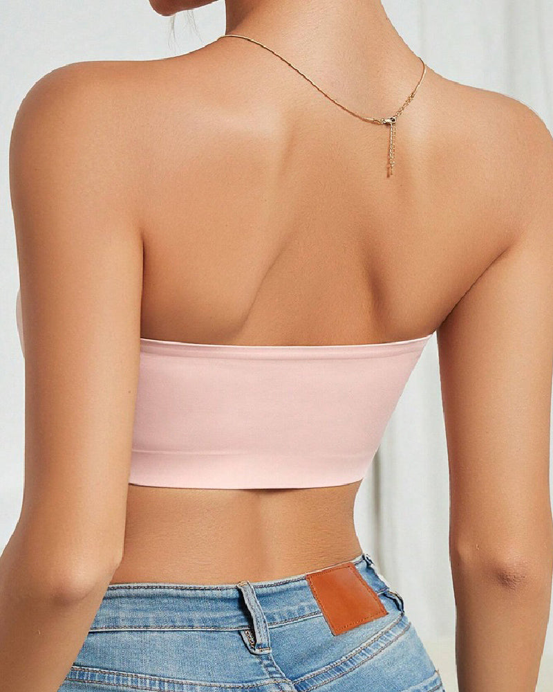 Wireless Strapless Bandeau Bra Seamless Stretch Non Padded Push Up Bralette  - By Qivii