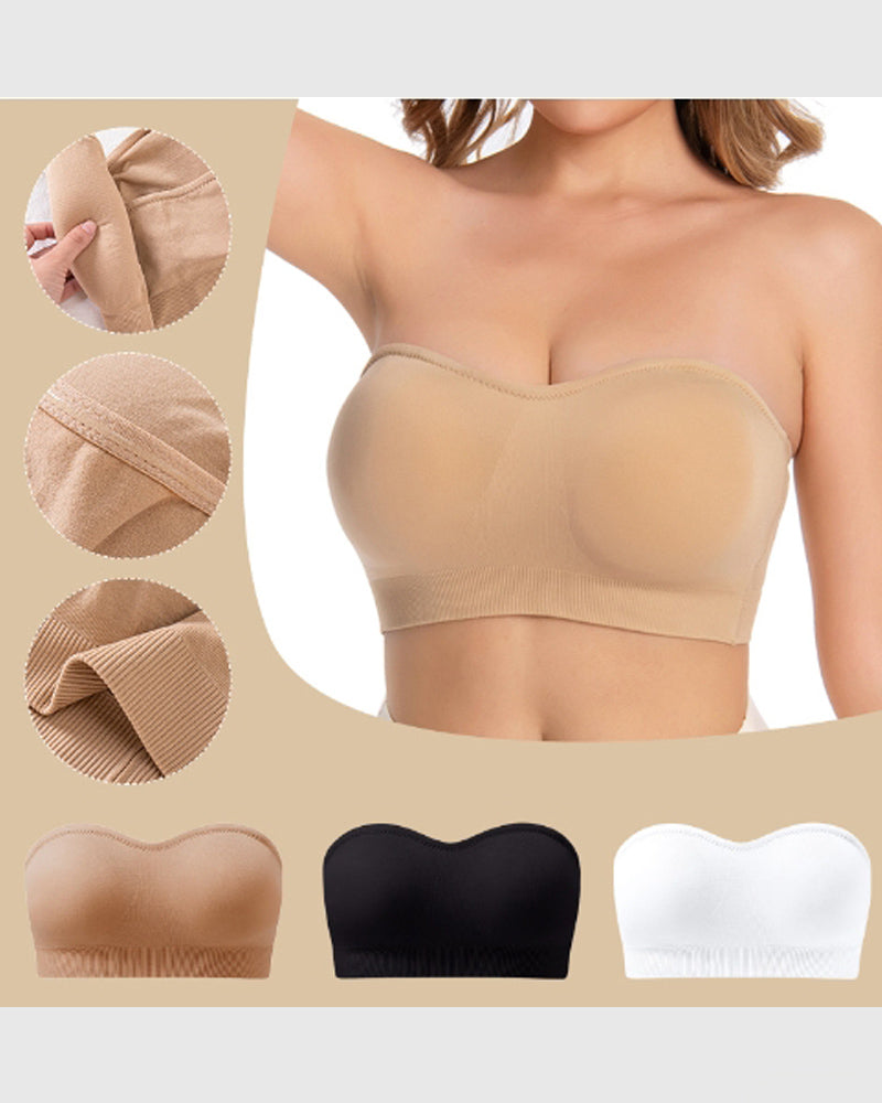 Women Strapless Push up Bra without Steel Ring Seamless tube top  - By Qivii