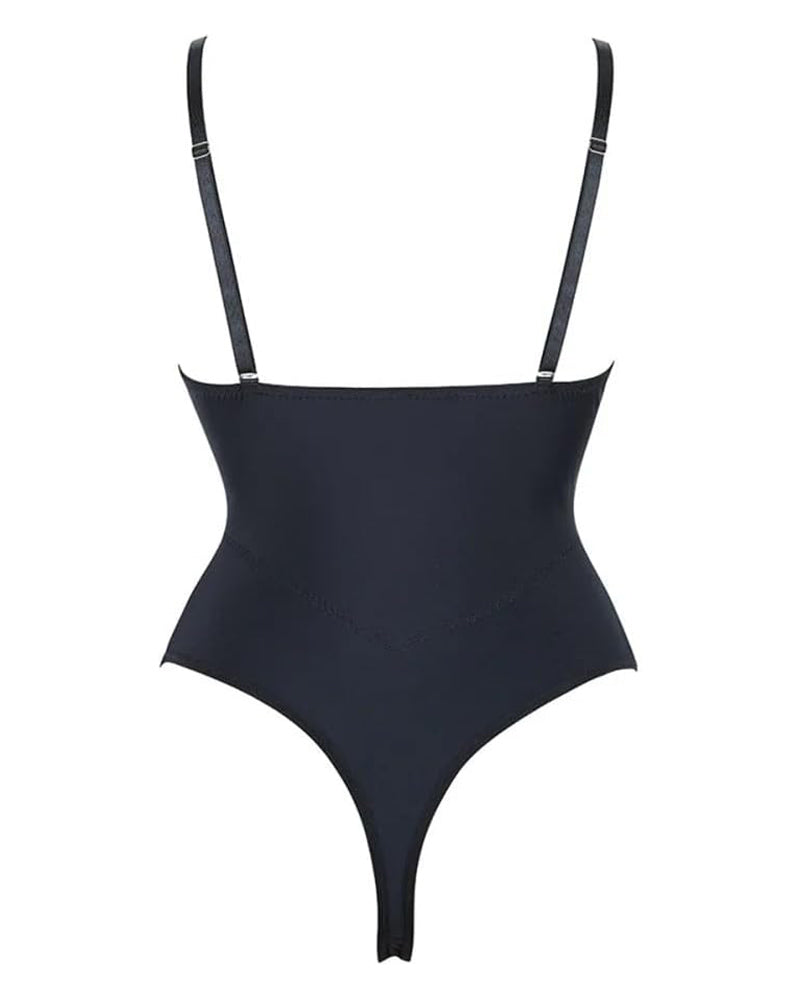 Sexy Mesh Shapewear Corset Backless Thong Bodysuit With Built-in Bra  - By Qivii