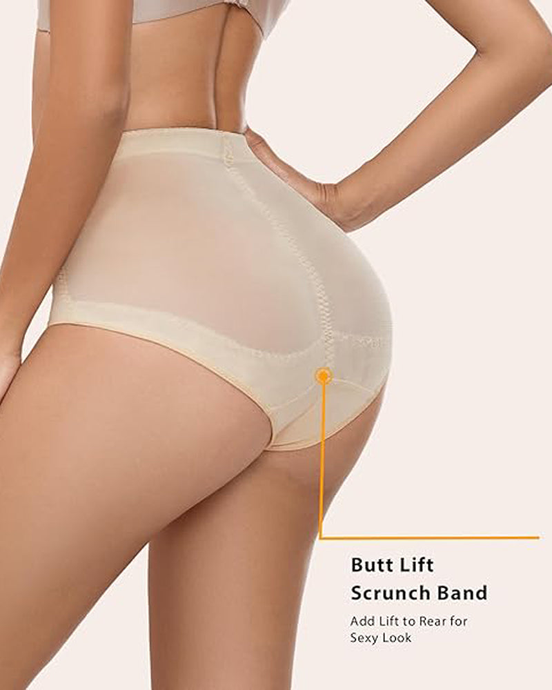 Mid Rise Cross Compression Shapewear Underwear Mesh Tummy Control Shaping Panty  - By Qivii