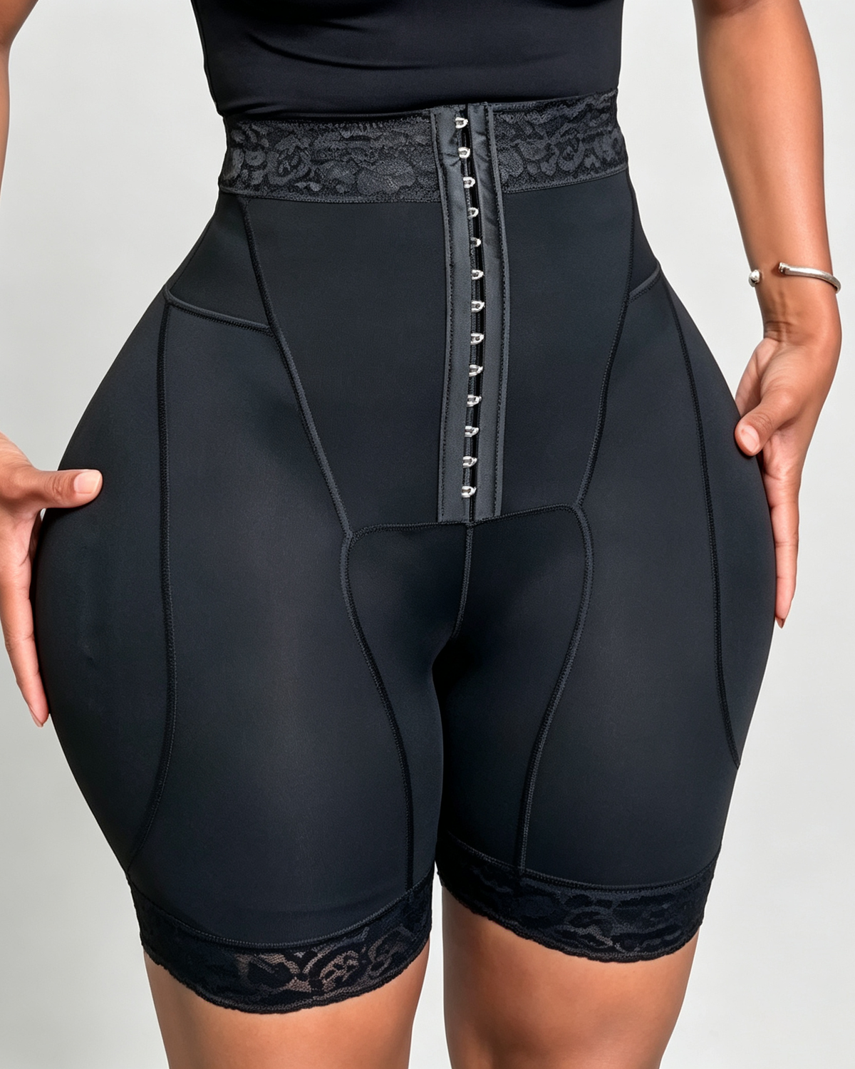 High Waist Tummy Control Butt Lifting Mid Thigh Mesh Shaper Shorts