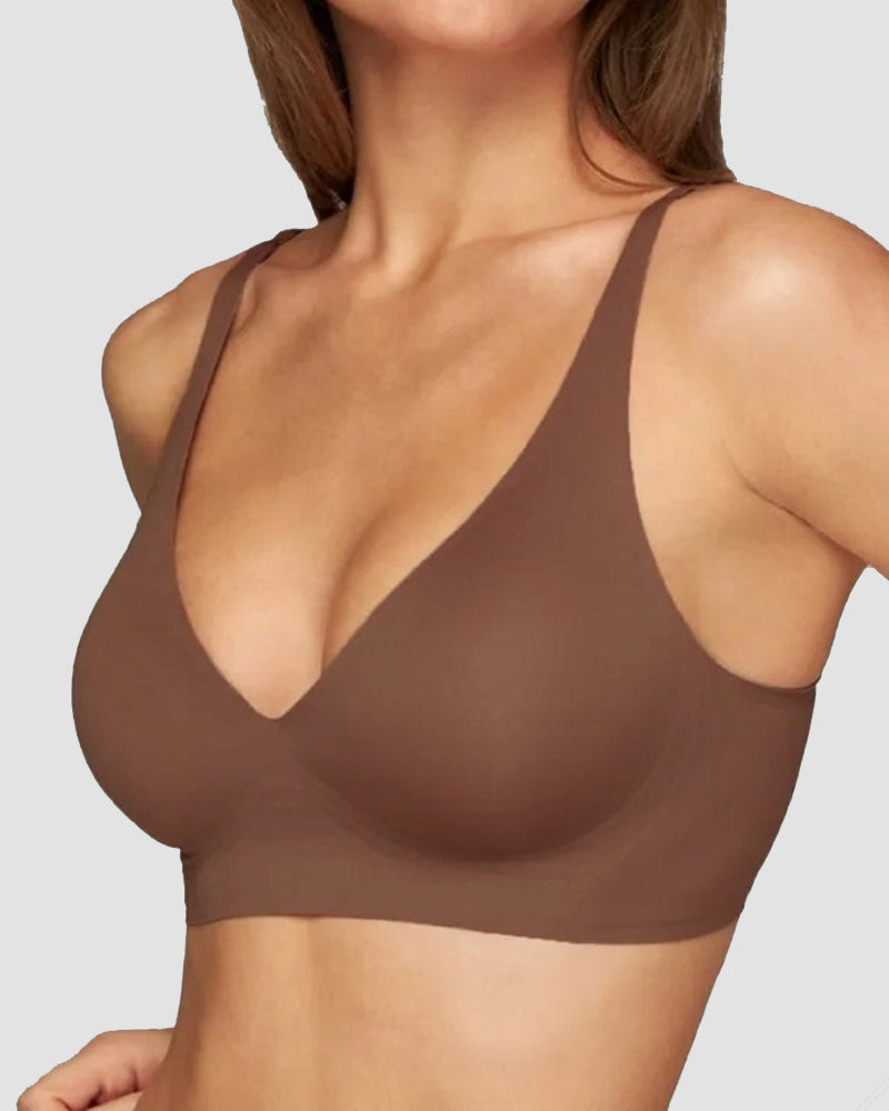 Seamless V-Neck Wireless Push Up Bra