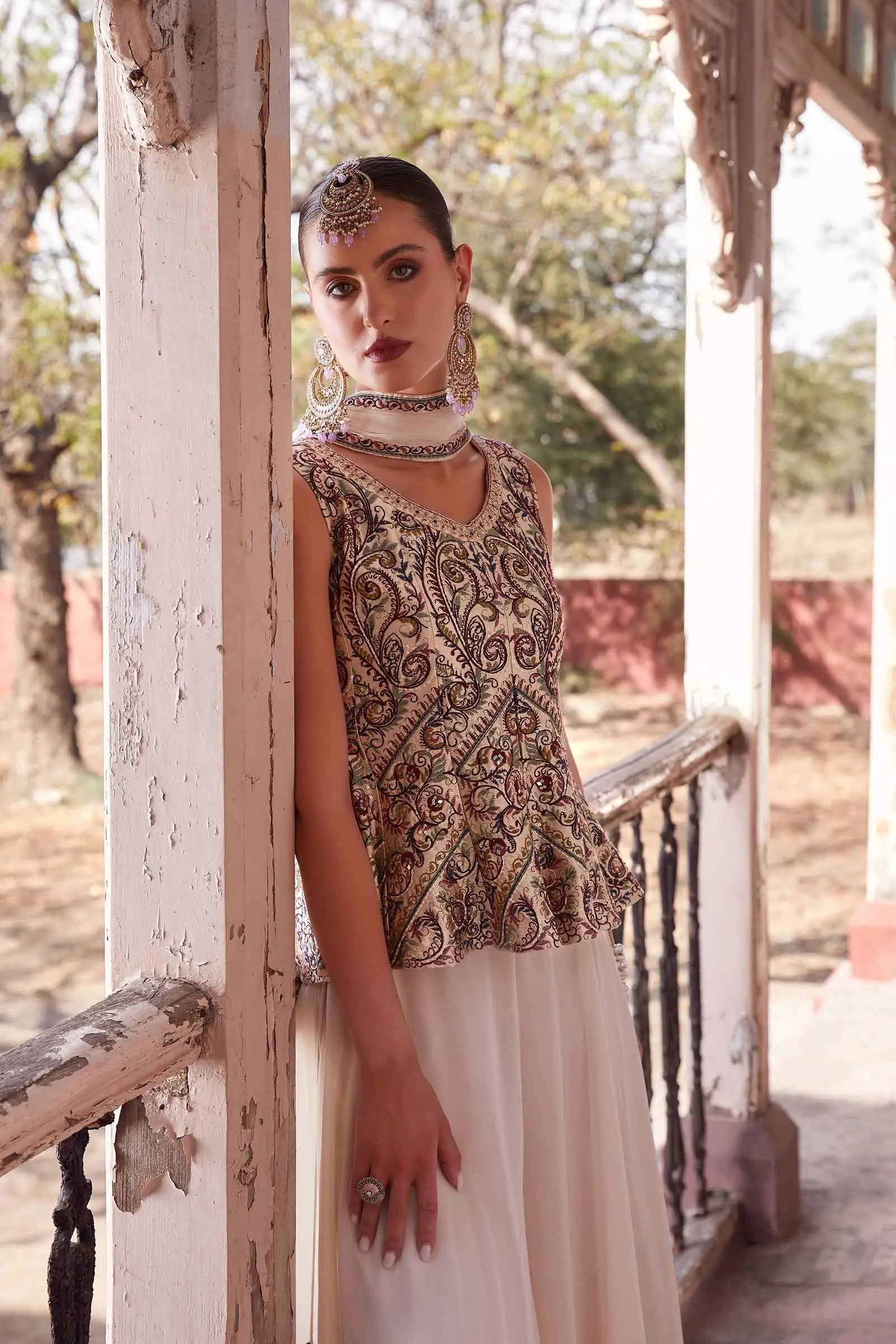 Multi Color Thread Sequins Embroidery Work Georgette Indo Western With Dupatta - qivii