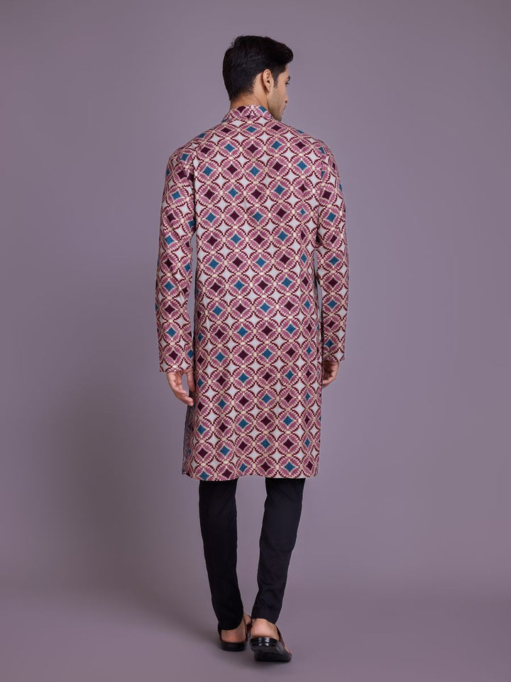 Dusty Pink Rayon Fabric And Print With Foil Work Kurta