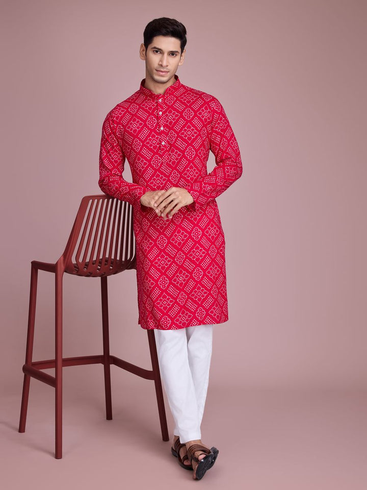 Rani Color Rayon And Print With Foil Work Kurta