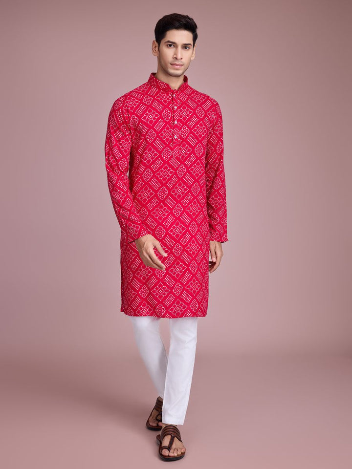 Rani Color Rayon And Print With Foil Work Kurta