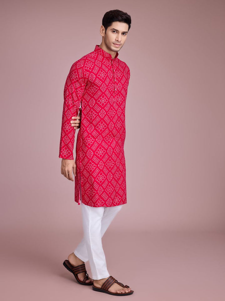 Rani Color Rayon And Print With Foil Work Kurta