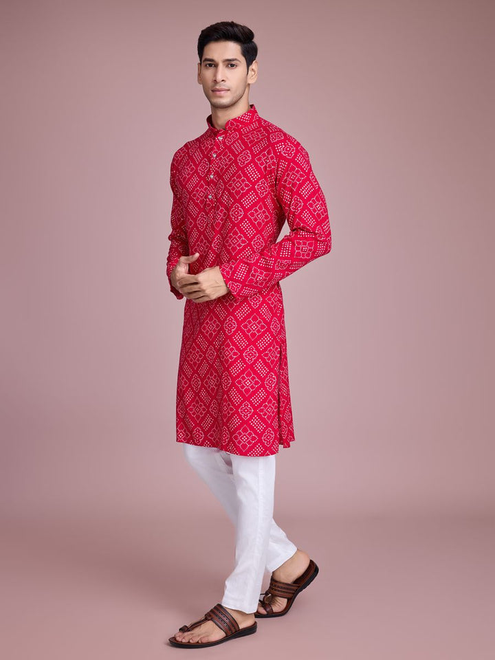 Rani Color Rayon And Print With Foil Work Kurta