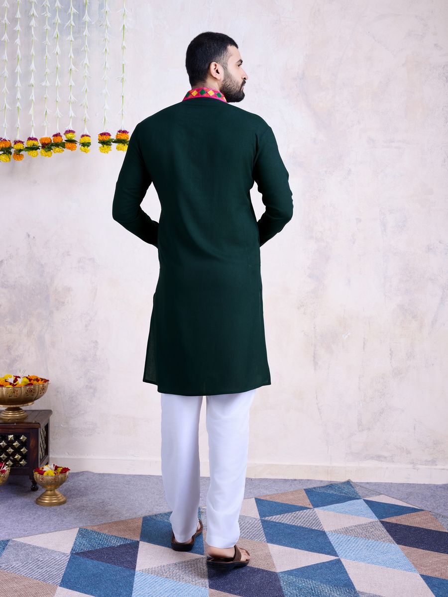 Rayon Embroidery With Real Mirror Work Green Color Kurta