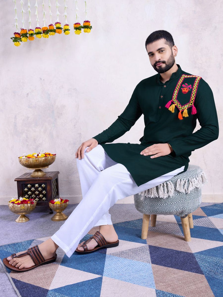 Green Color Rayon And Embroidery With Real Mirror Work Kurta