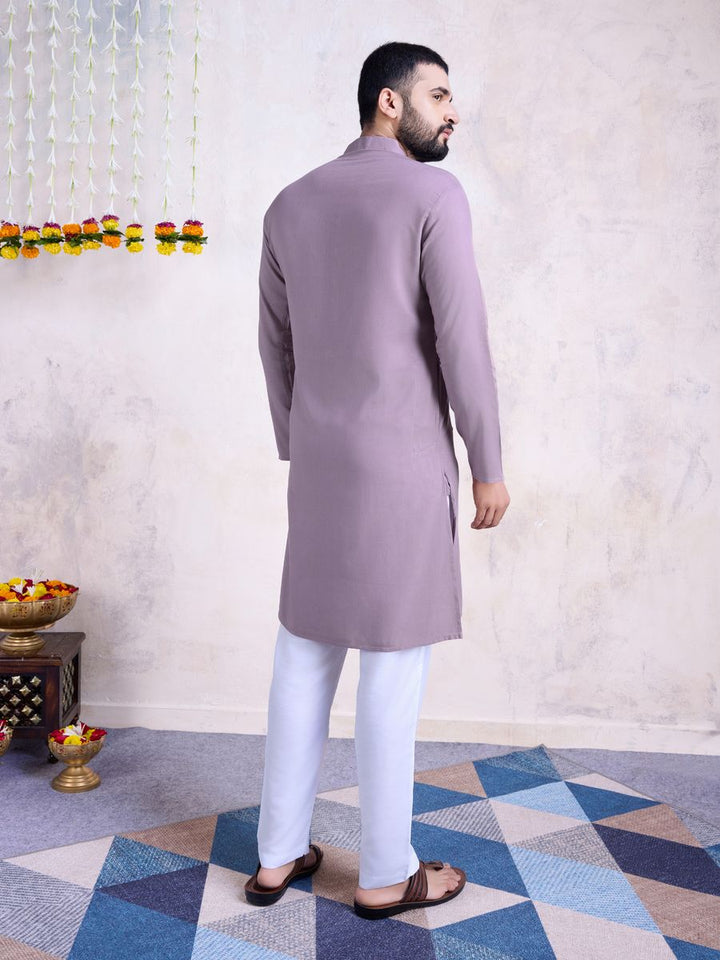 Dusty Purple Color Rayon And Embroidery With Real Mirror Work Kurta