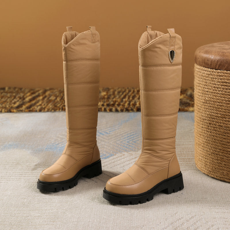 Women's Monroe Knee-High Boots - Waterproof Quilted Winter Boots with Plush Faux Fur Lining & Chunky Rocker Sole (US 4-11)