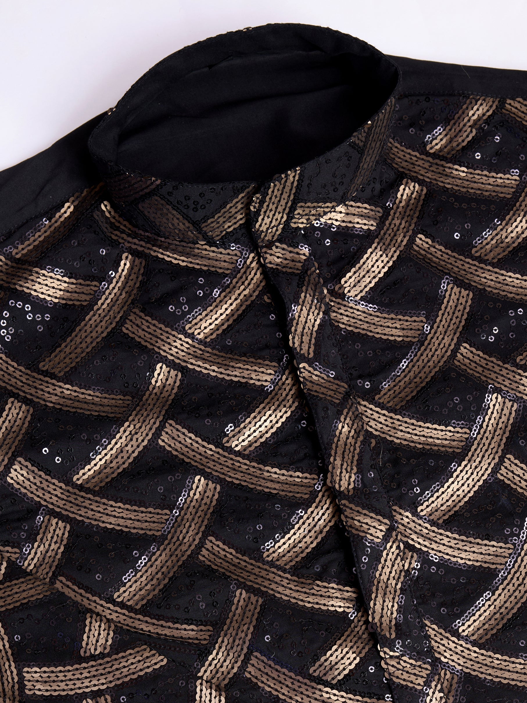 BLACK SILK THREAD & SEQUENCE EMBROIDERED WORK KURTA - qivii