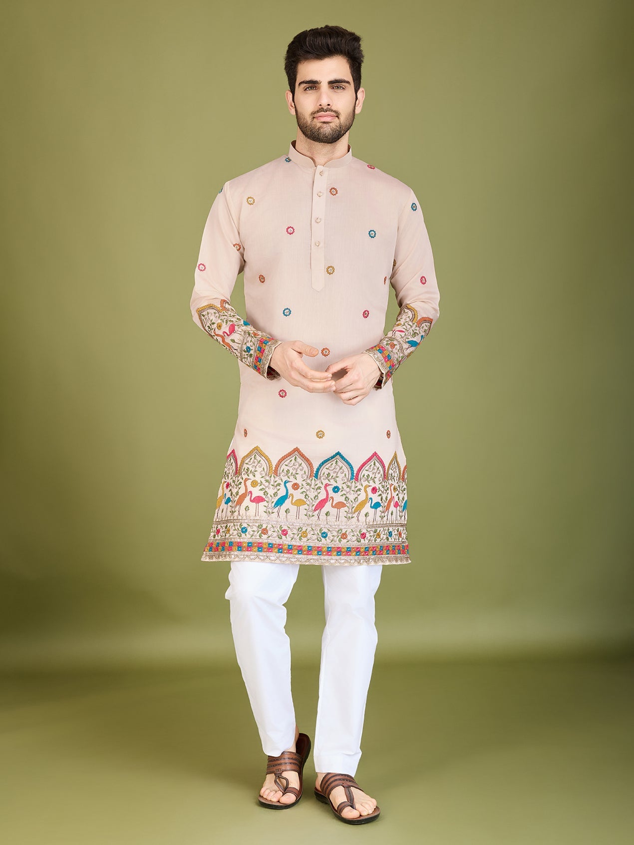 IVERY VISCOSE SILK THREAD & SEQUENCE EMBROIDDERED WORK KURTA - qivii