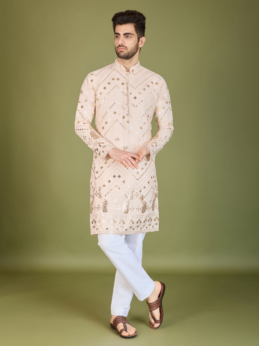 IVERY PURE VISCOSE RAYON THREAD & SEQUENCE EMBROIDERED WORK KURTA - qivii