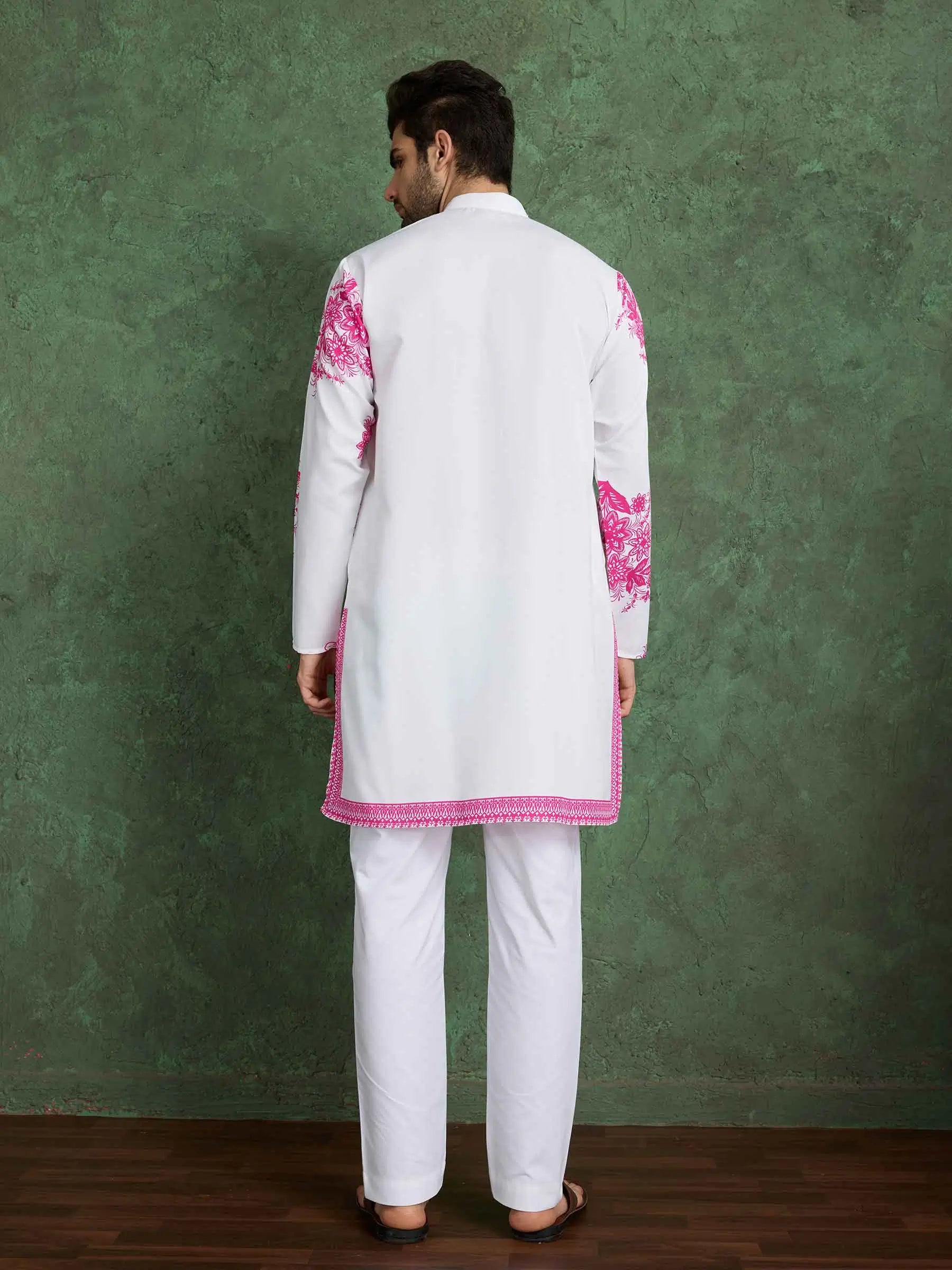 Wonderful White Rayon Kurta With Beautiful Pink Digital Print - qivii