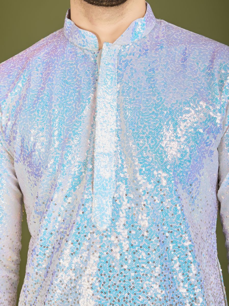 OMBRE YELLOW REAL GEORGETTE THREAD & SEQUENCE EMBROIDERED WORK KURTA - qivii