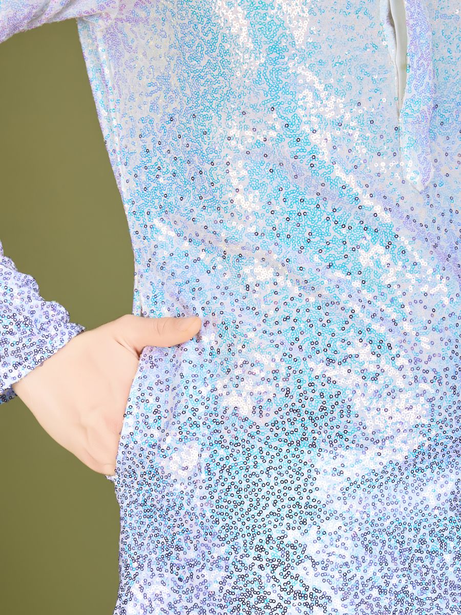 OMBRE PURPLE REAL GEORGETTE THREAD & SEQUENCE EMBROIDERED WORK KURTA - qivii