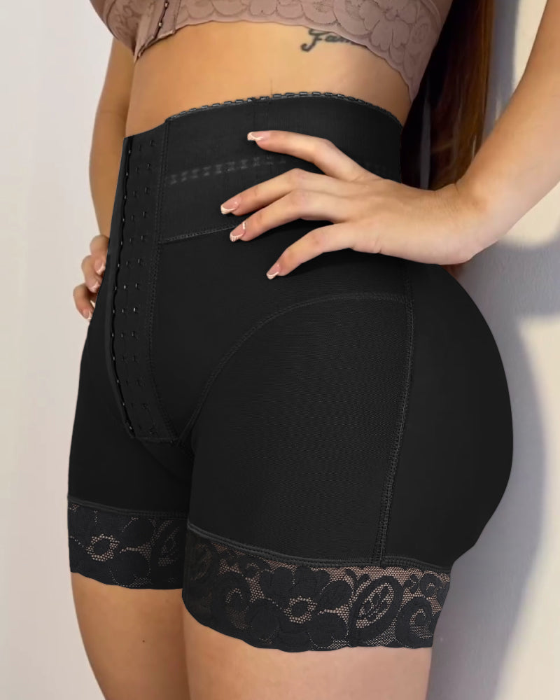Shapshe® Colombian Girdles Lace Stitching Slimming Shorts Butt Lifter Front Buckle Shaping Panty  - By Qivii