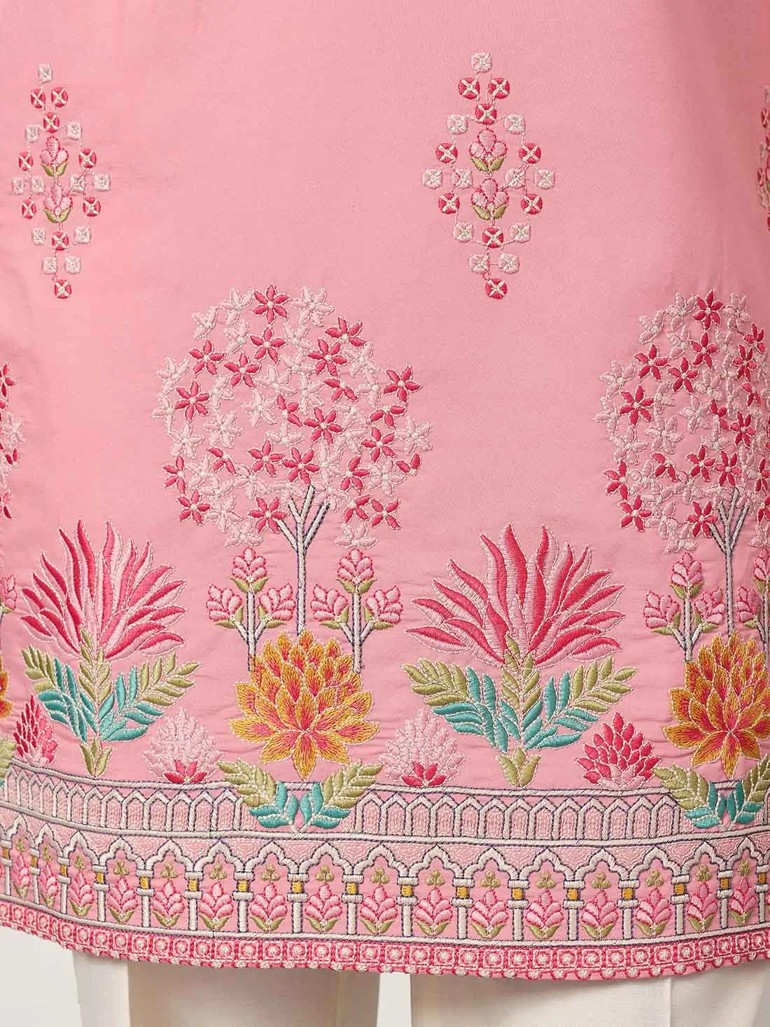 Soft Pink Embroidery Work Kurta Set