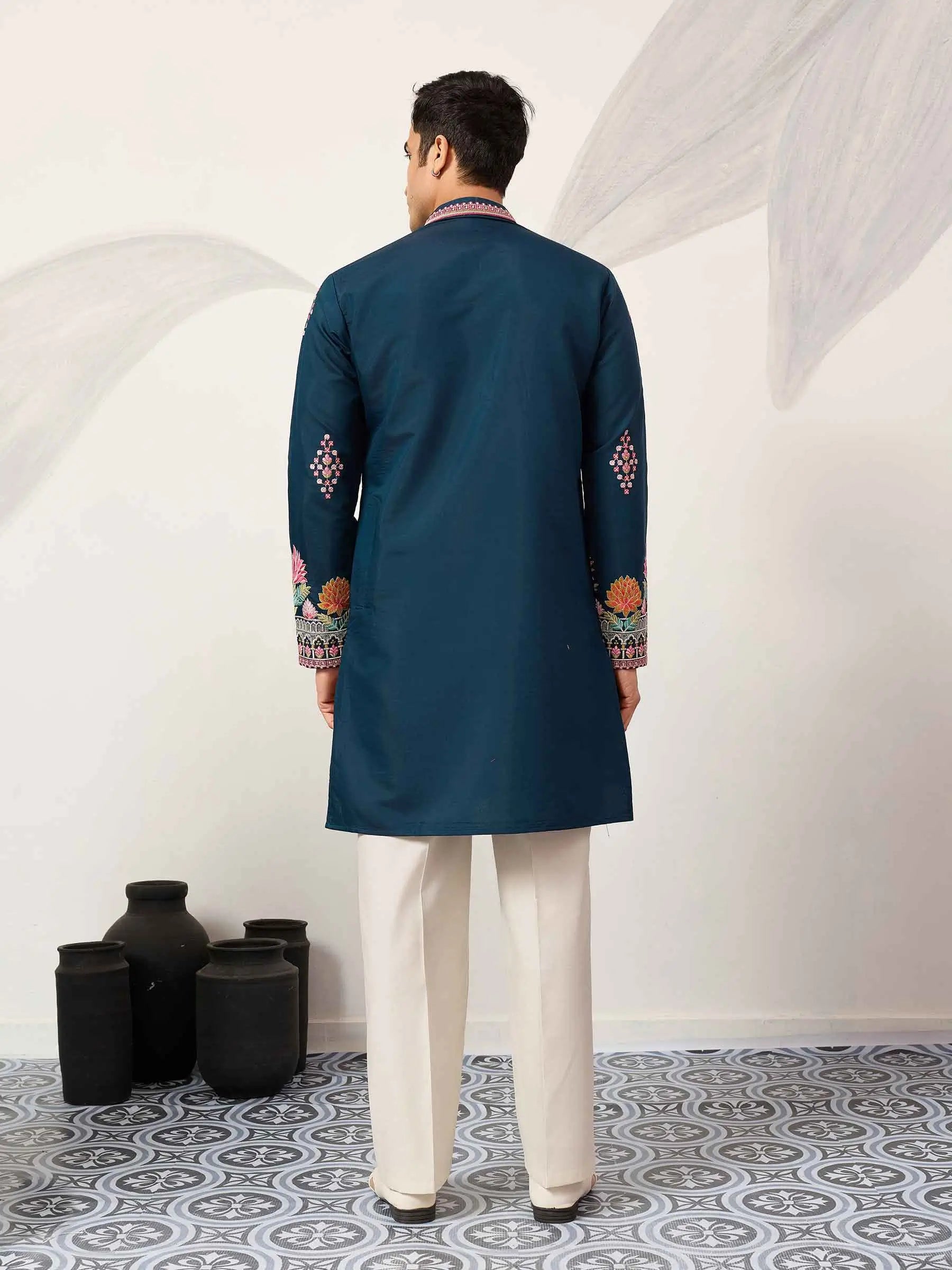 Nile Blue Embroidery Work Kurta Set