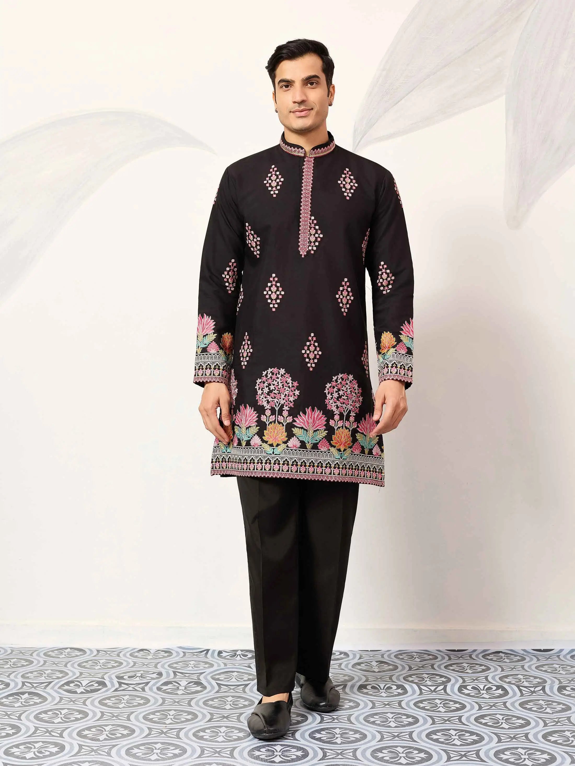 Black Embroidery Work Kurta Set