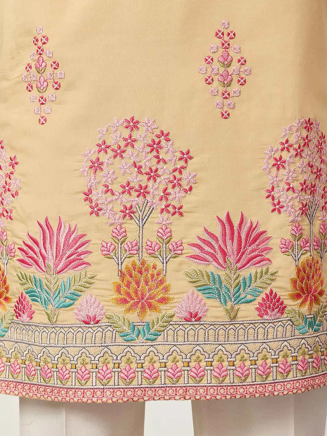 Light Yellow Embroidery Work Kurta Set