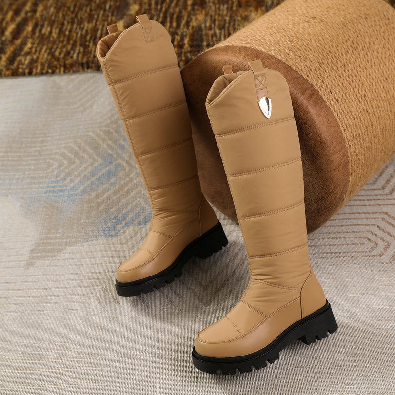 Women's Monroe Knee-High Boots - Waterproof Quilted Winter Boots with Plush Faux Fur Lining & Chunky Rocker Sole (US 4-11)
