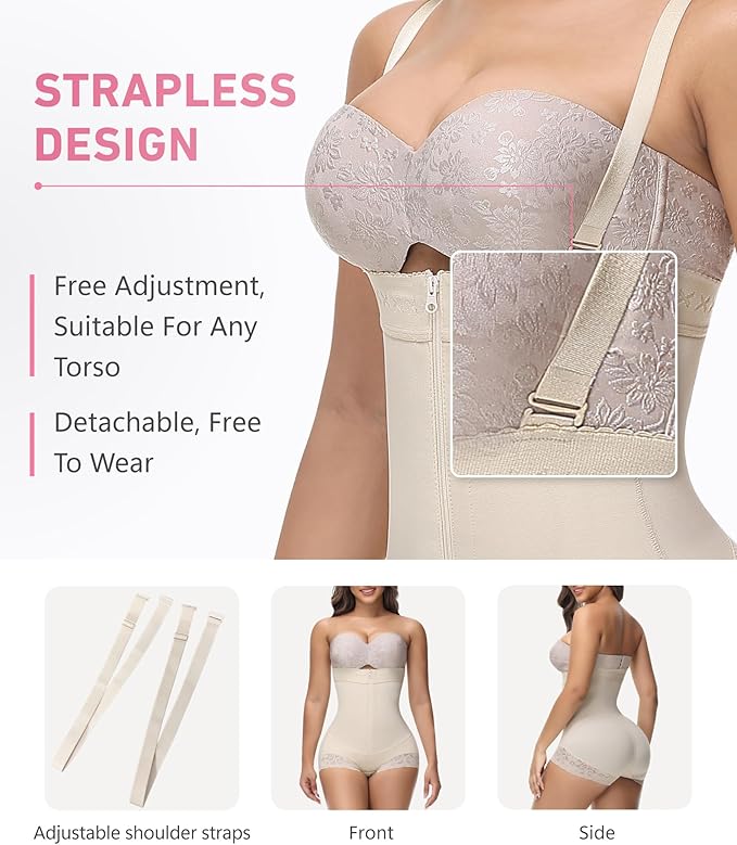 Shapshe® Fajas Colombianas Tummy Control Zipper Open Bust Compression Garment Shapewear  - By Qivii