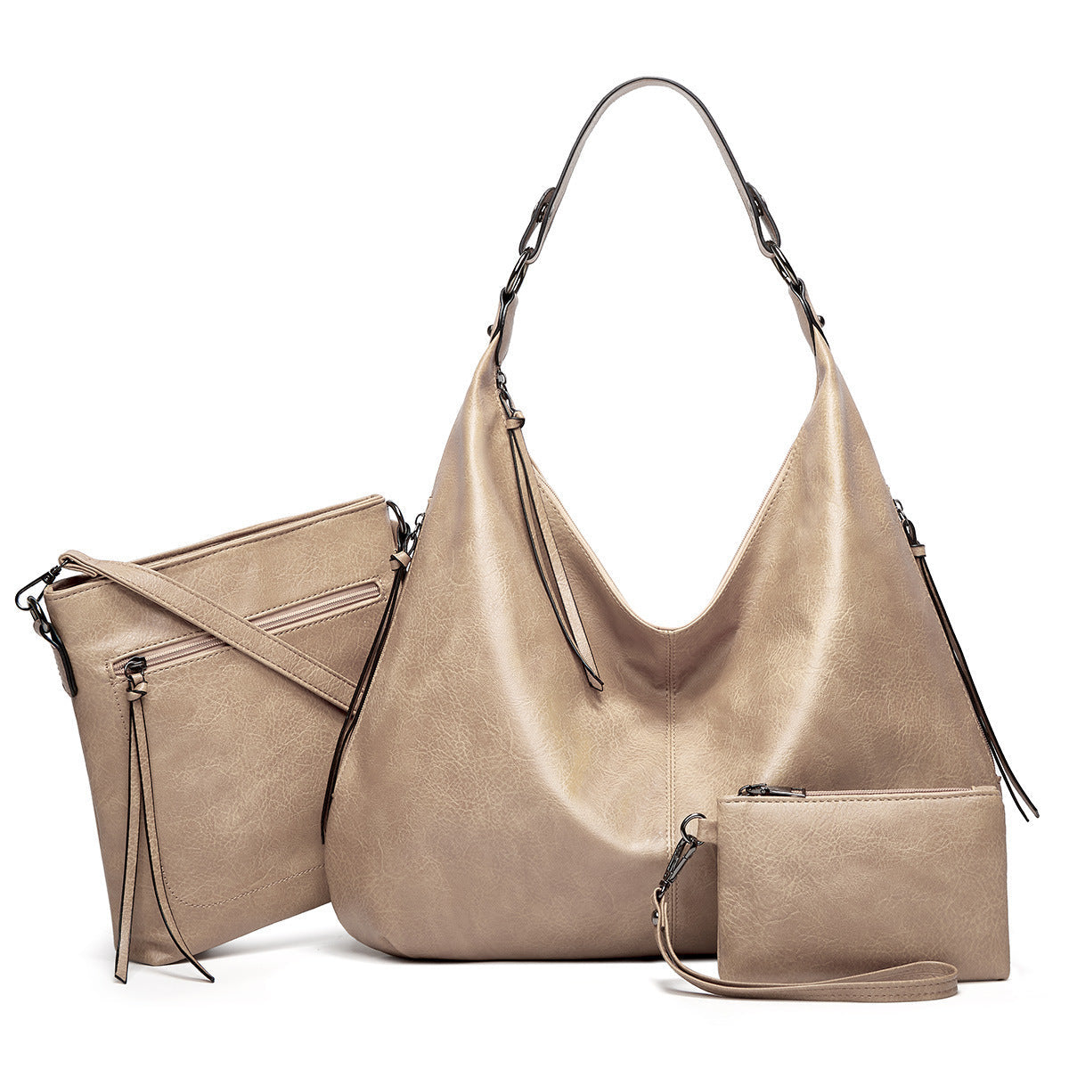 Ounamei Vegan Leather Hobo Shoulder Bag for Women | Large Capacity Purse with Matching Wallet & Card Holder | Shoulder & Crossbody Carry