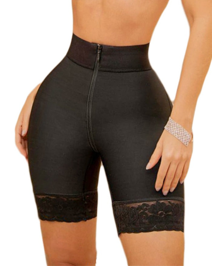 Shapshe® Double Compression Butt Lifter Zipper Shorts High Waisted Butt Pads Seamless Body Shaper Short  - By Qivii