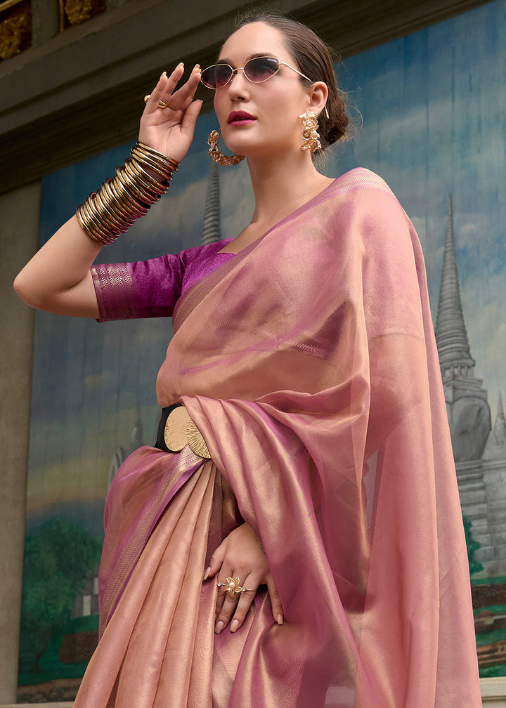 Exquisite Zari Woven Tissue Silk Saree with Intricate Floral Patterns