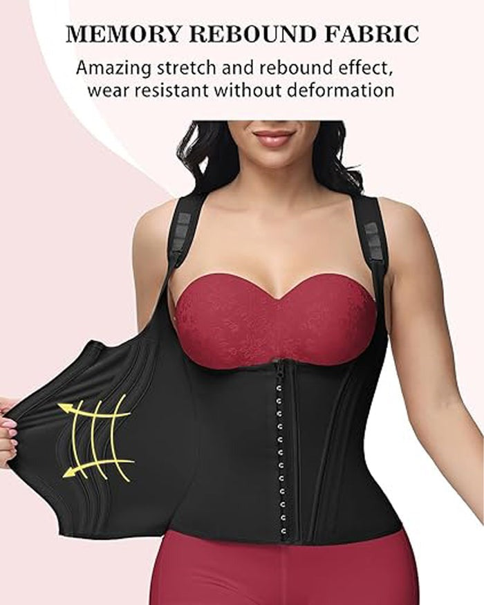 Waist Trainer for Women Body Shaper Corset Vest Tank Top with Steel Bones  - By Qivii