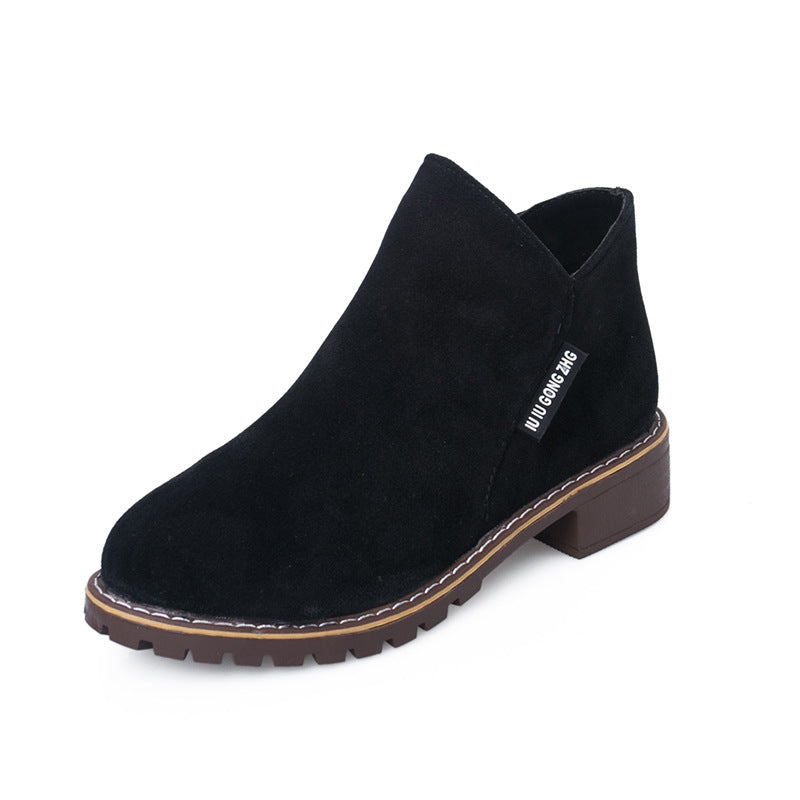Women's Suede Chelsea Ankle Boots - Side Zip Low Heel Martin Boots (US 4-10)