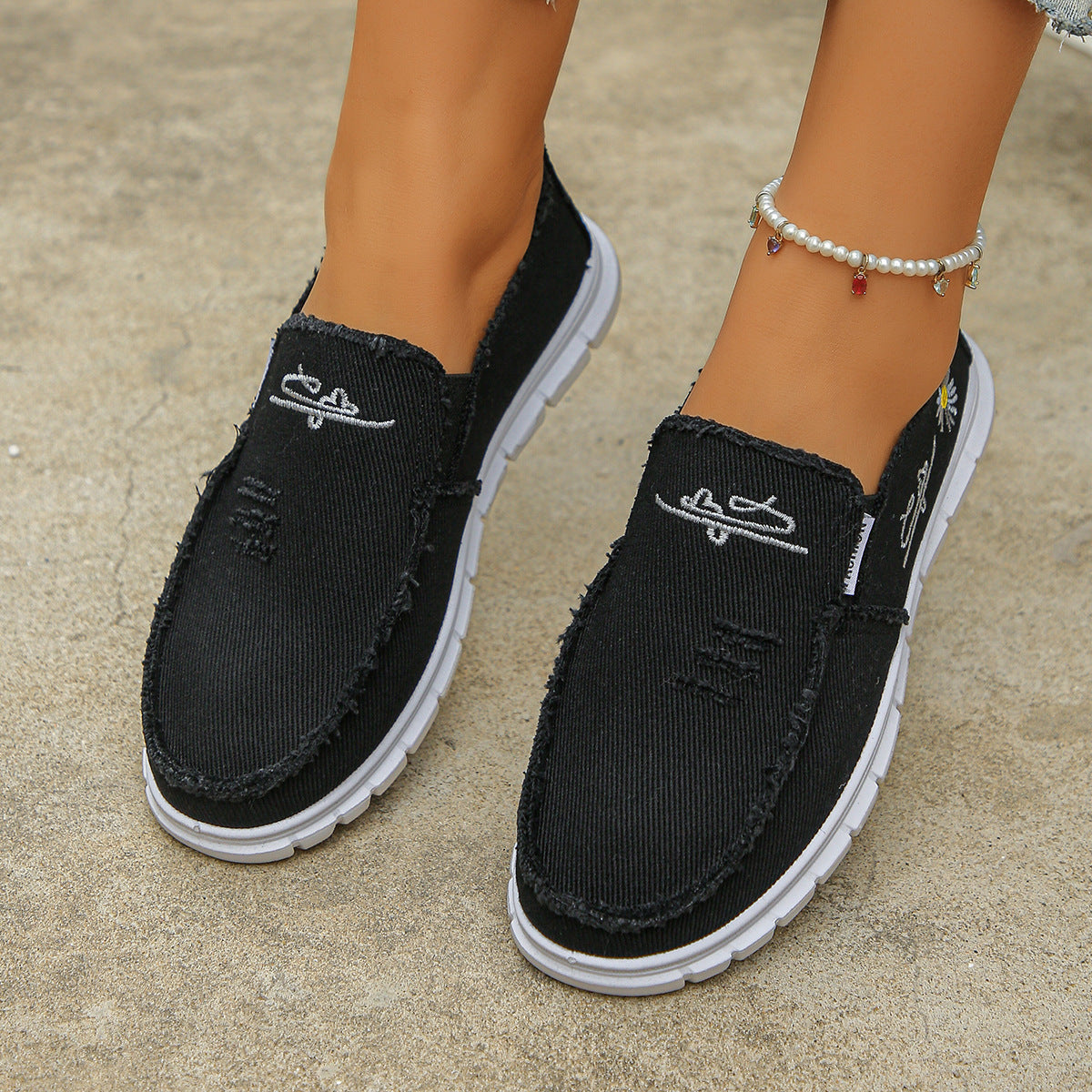 Women's Hazel Washed Canvas Slip-On Shoes - Vintage Casual Comfort Sneakers (US 5-10)
