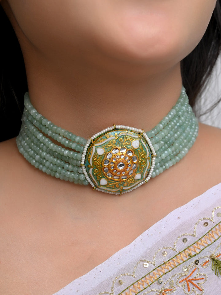 Araya Mint Green Meenakari Choker Set