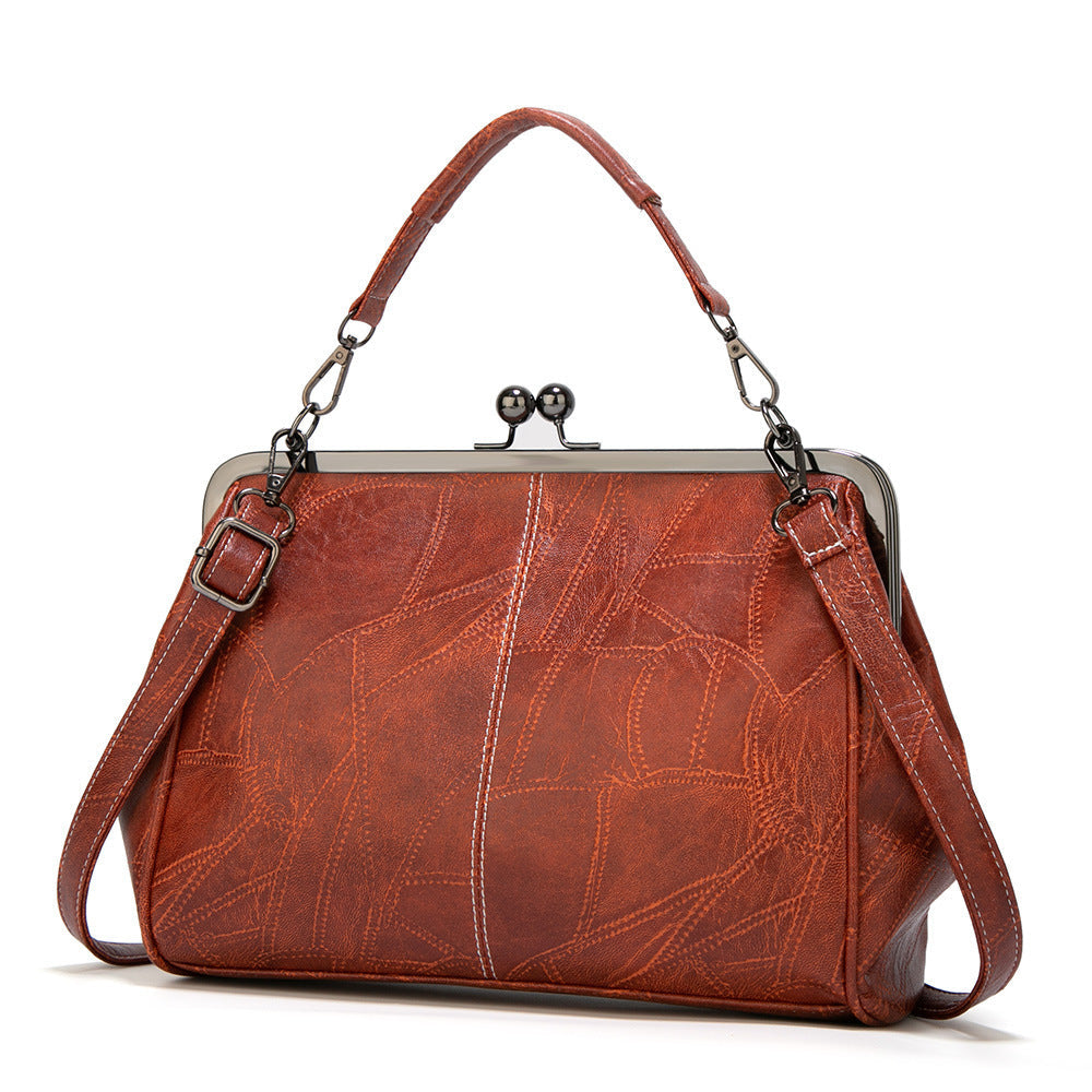 Women's British Vintage Oversized Bag – Multi-Way Shoulder/Tote Bag with Clip Closure