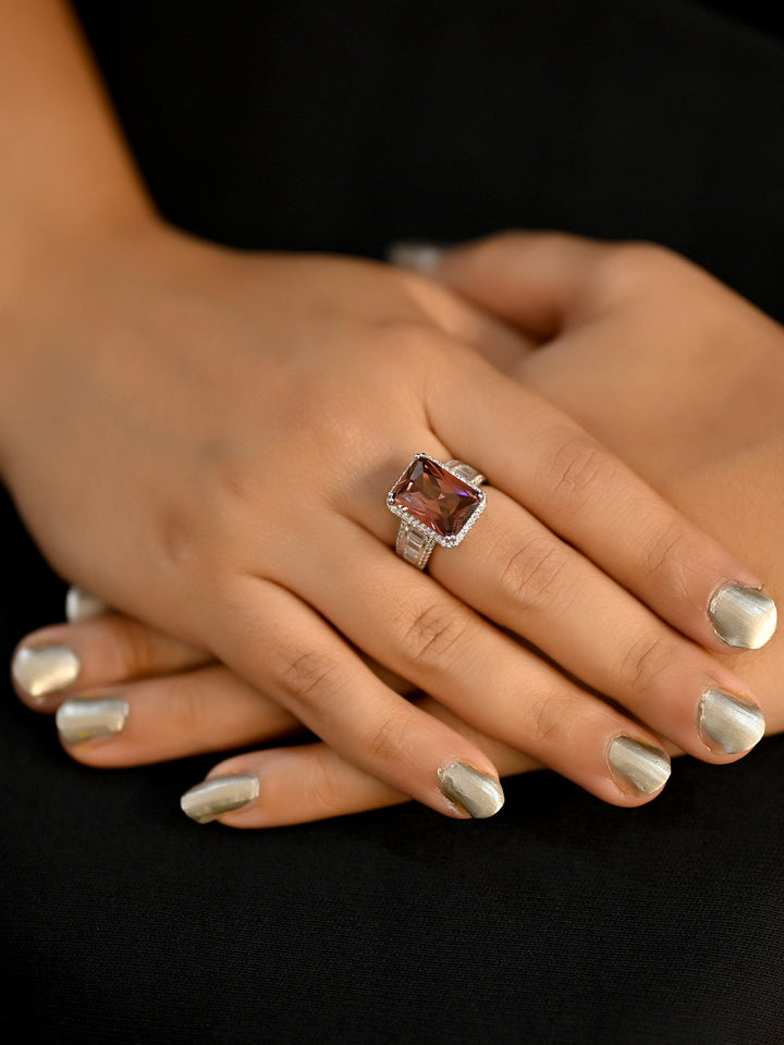 Beautiful Nadezdha Rosewood finger ring featuring a sparkling American diamond