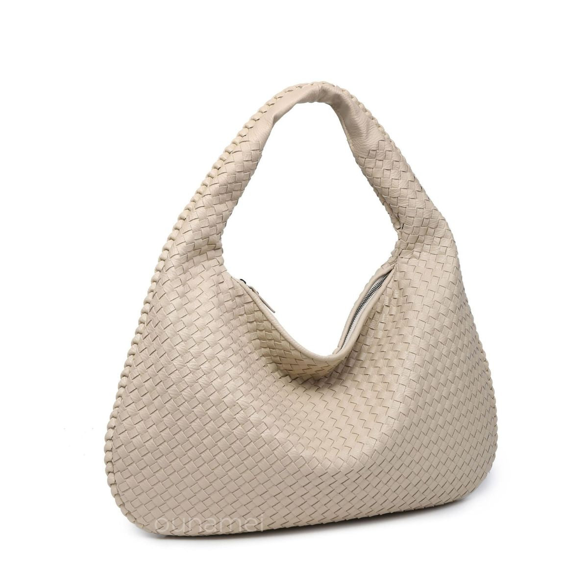 Ounamei Vintage Woven Vegan Leather Hobo Bag Large Shoulder Handbag for Women