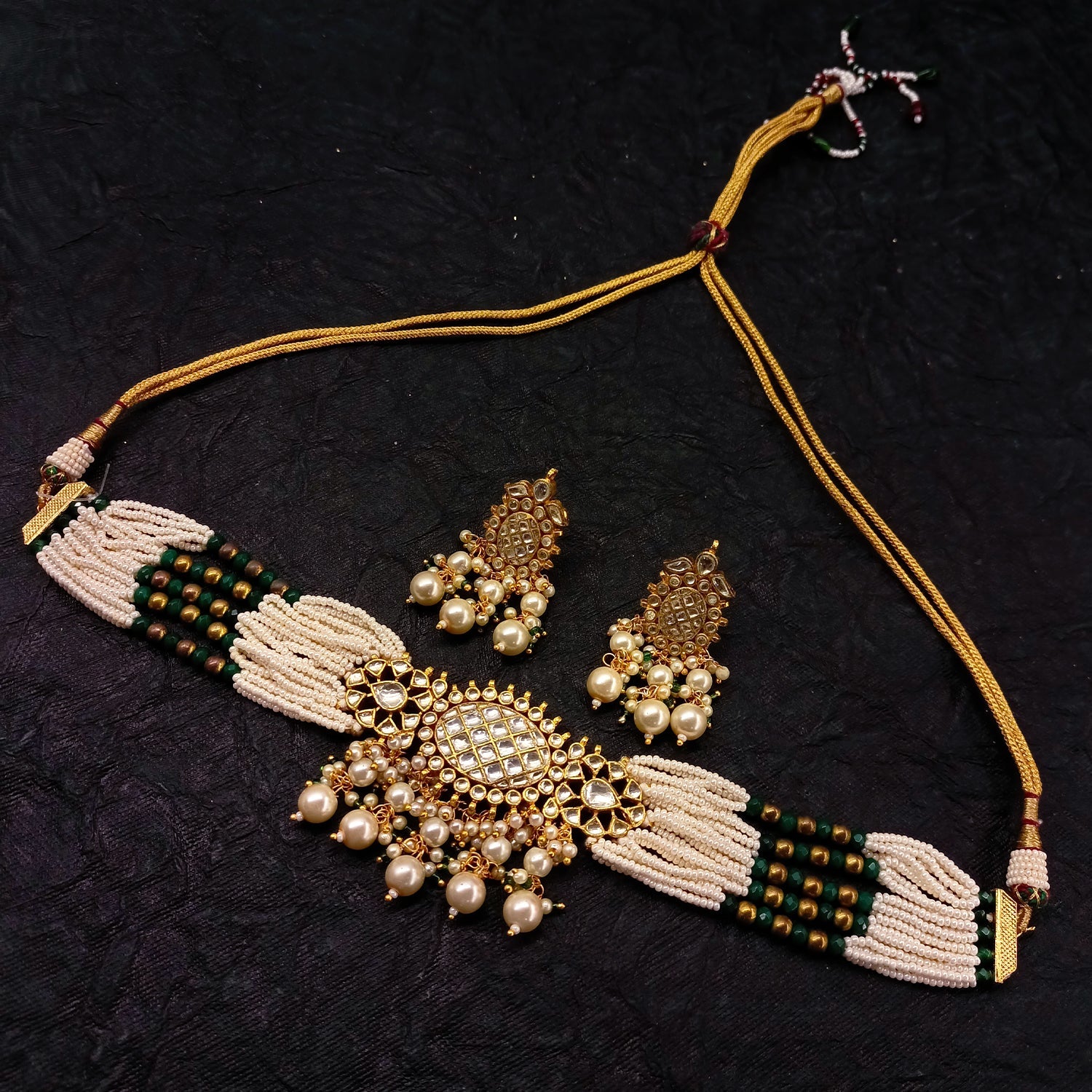 Zara Pearl Kundan Choker - qivii