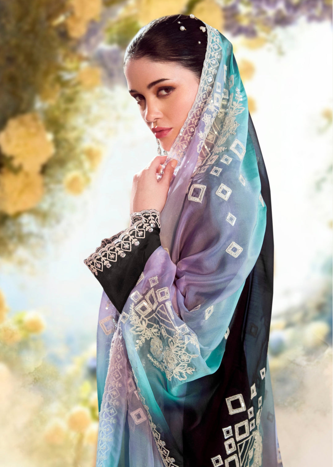 Chic Black Modale Silk Salwar Suit With Embroidery showcasing the traditional yet modern design