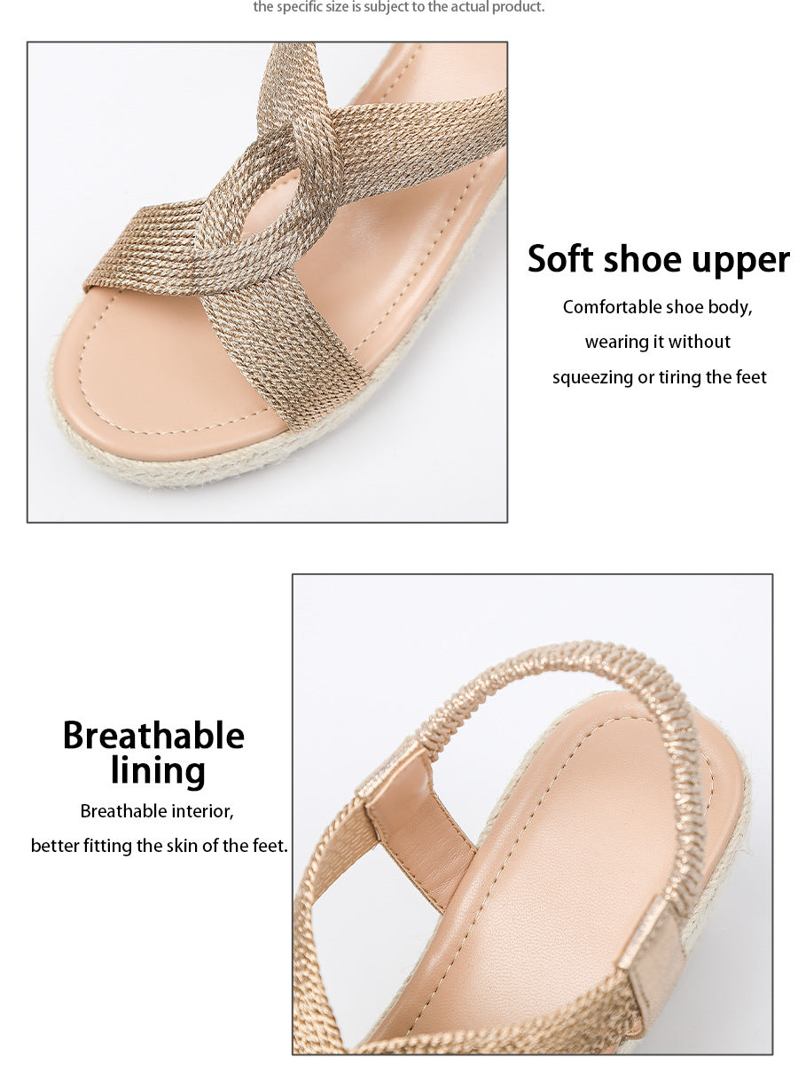 Women's Ria Braid Artisan Platform Wedge Sandals – Sculpted Woven Rope Open-Toe Roman Sandals (US 4–10.5)