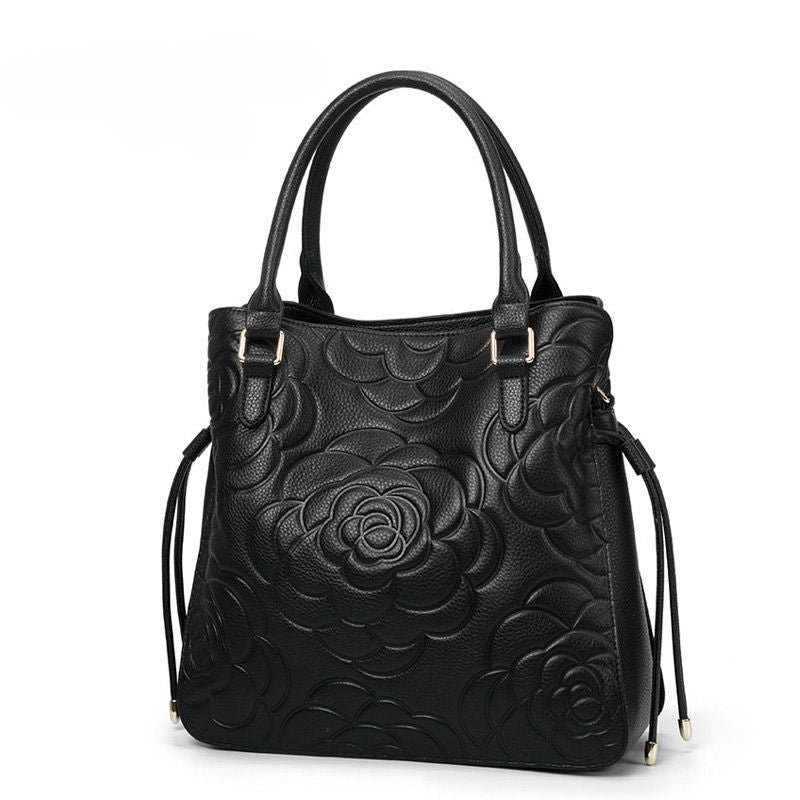 Women's Heritage Grain Tote - Full-Grain Leather Statement Carry with Hand-Pressed Motifs & Timeless Silhouette