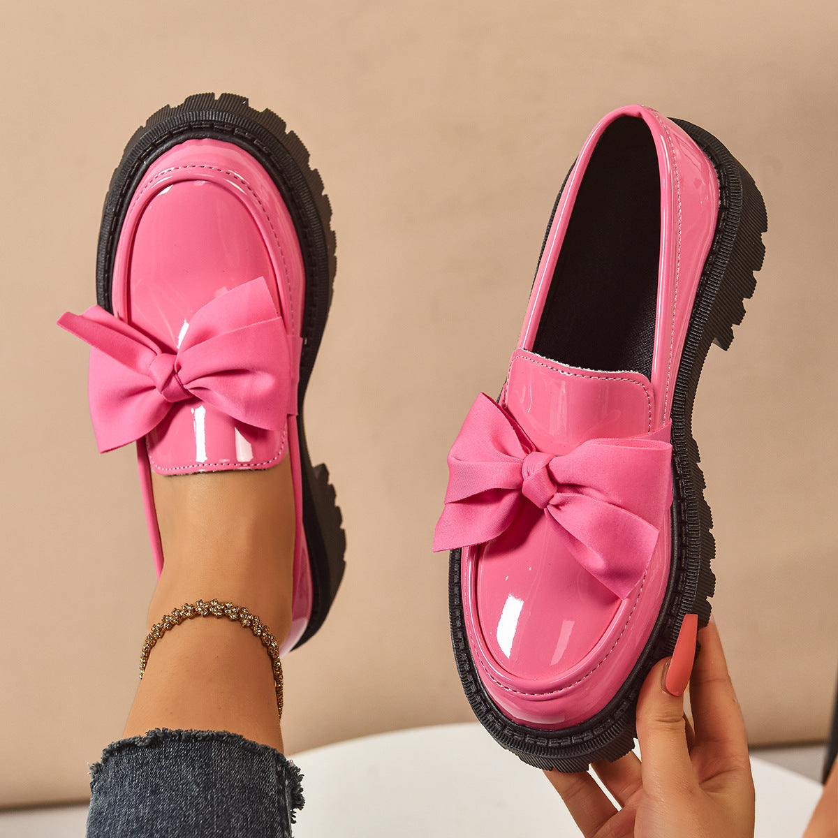 Women’s BowEase Slip-On Loafers – Bow-Detail Classic Flat Shoes (US 4–10)