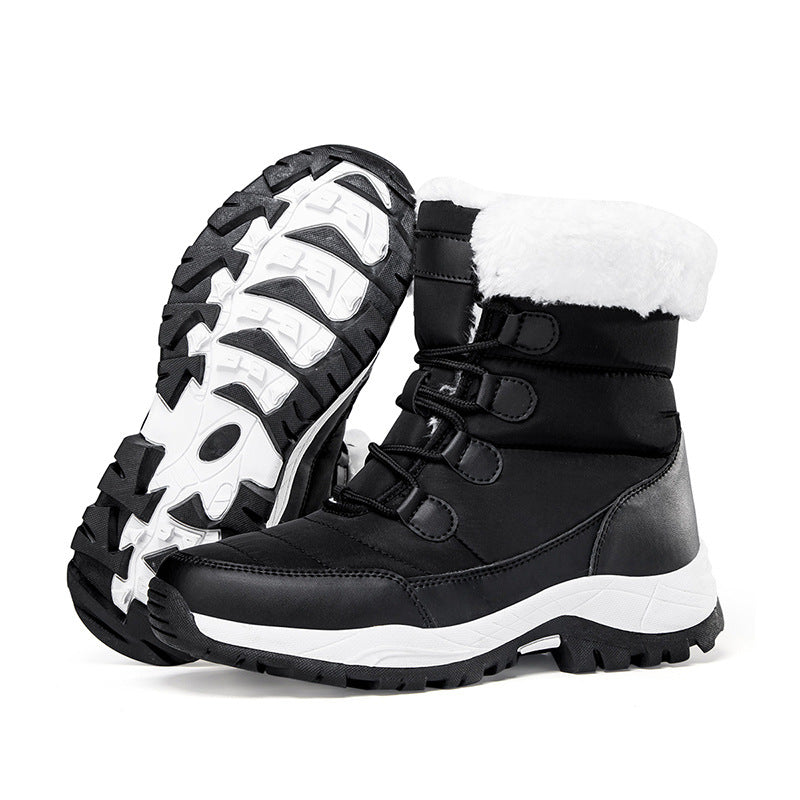 Women's Thermal Winter Hiking Boots - High-Cut Fleece Lined Snow Boots (Pink, White & Black - US 5-10)